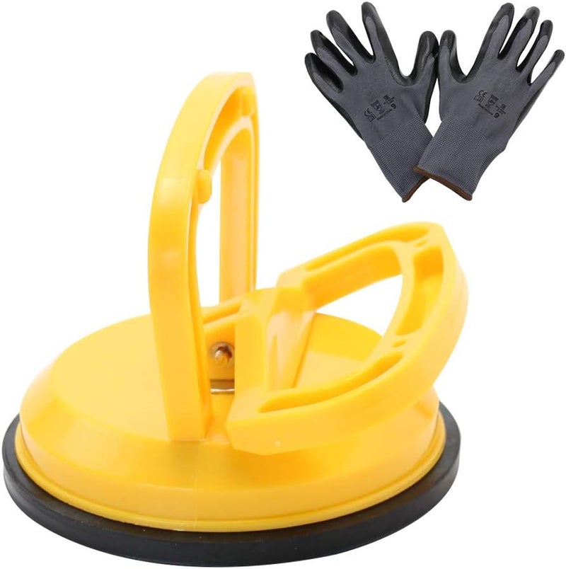 MAKERELE Glass Suction Cup Vacuum Window Lifter 4.7", Yellow Plastic Suction with Handles, for Glass,Tiles, Mirror, Granite Lifting and Objects Moving - Image 1